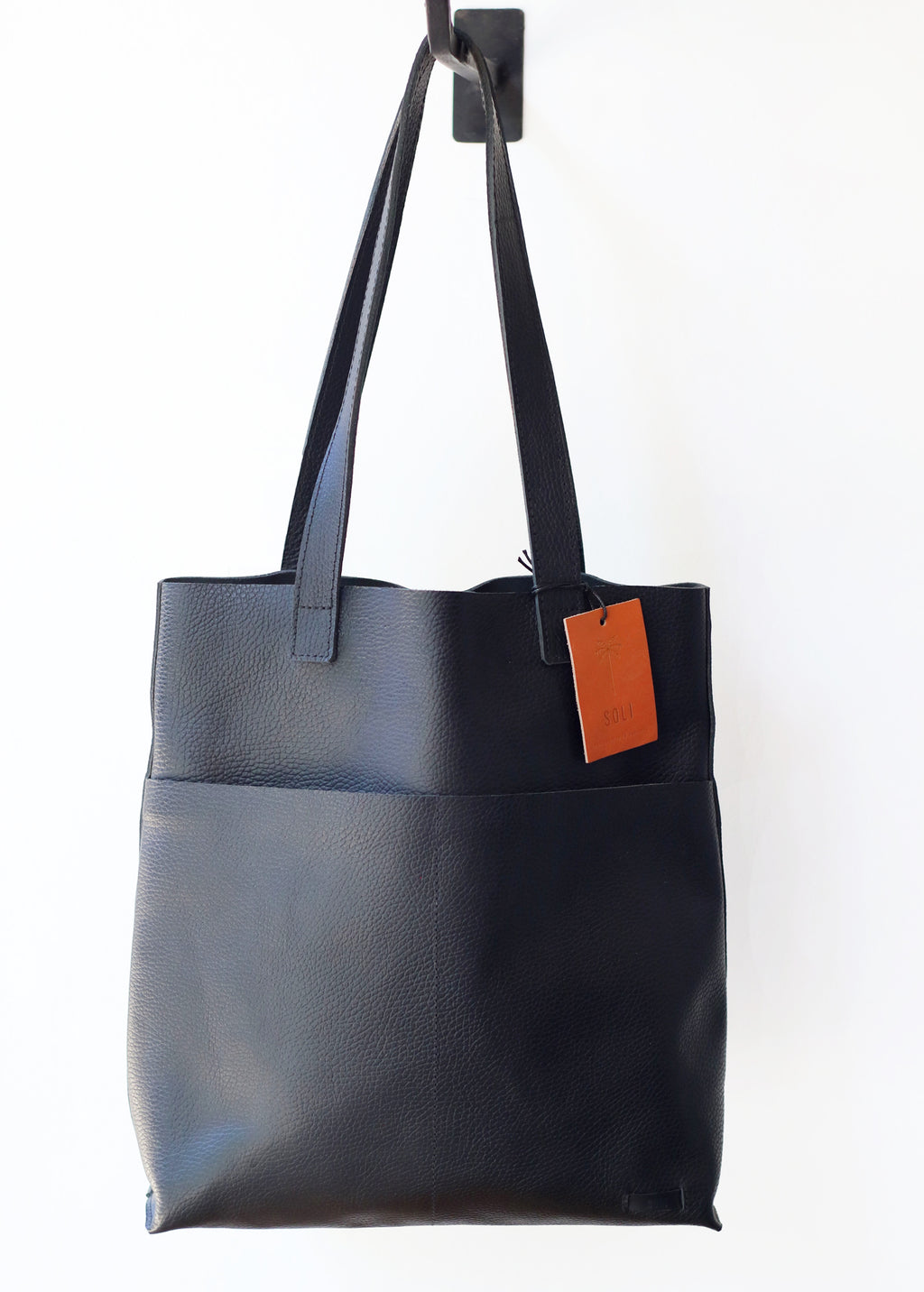 KAS LEATHER TOTE BAG - BLACK